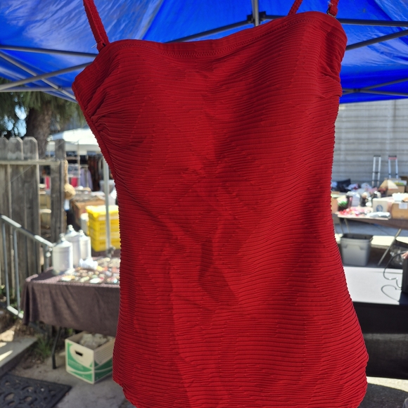 Red Ribbed Swimsuit - Picture 2 of 5